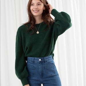 & other stories dark green cropped sweater